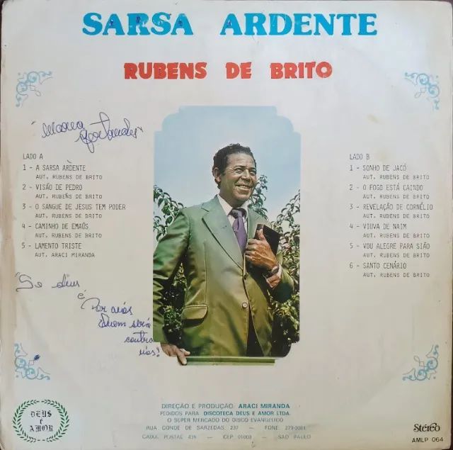 Lp Disco de Vinil Gospel Evangélico - Rubens De Brito - Sarsa Ardente - Raro - Foto 2
