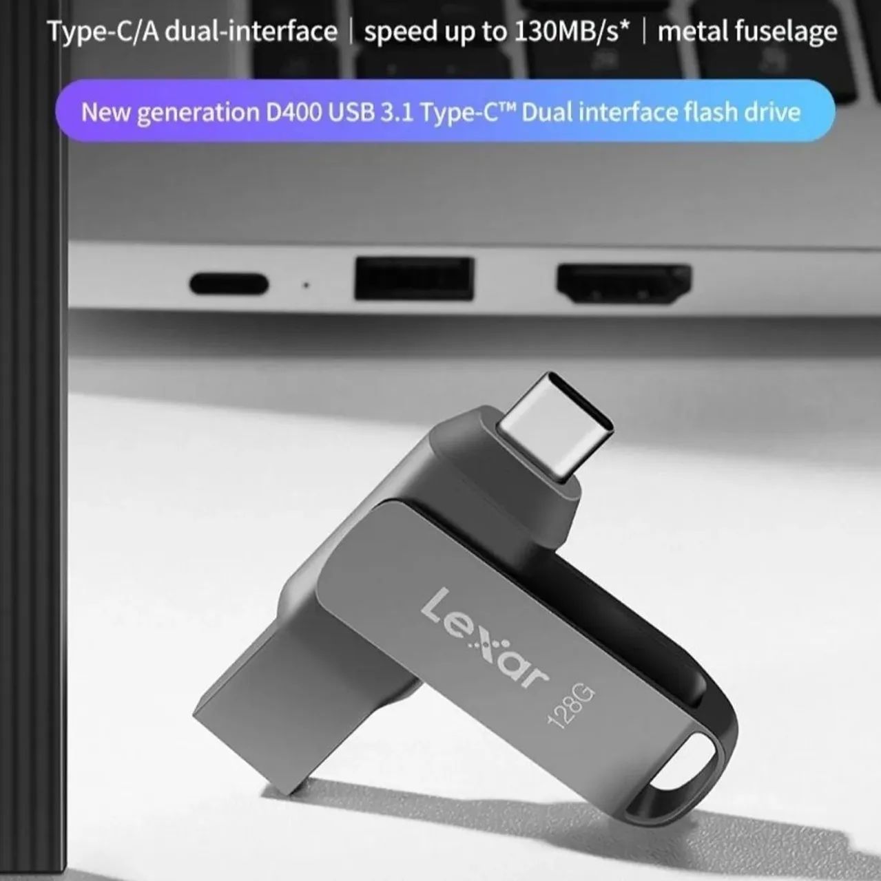 Pen drive 128gb lexar jumpdrive D400<br>porta dupla