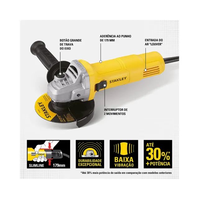 Esmerilhadeira Angular Stanley SG6115 - Potente e Compacta
