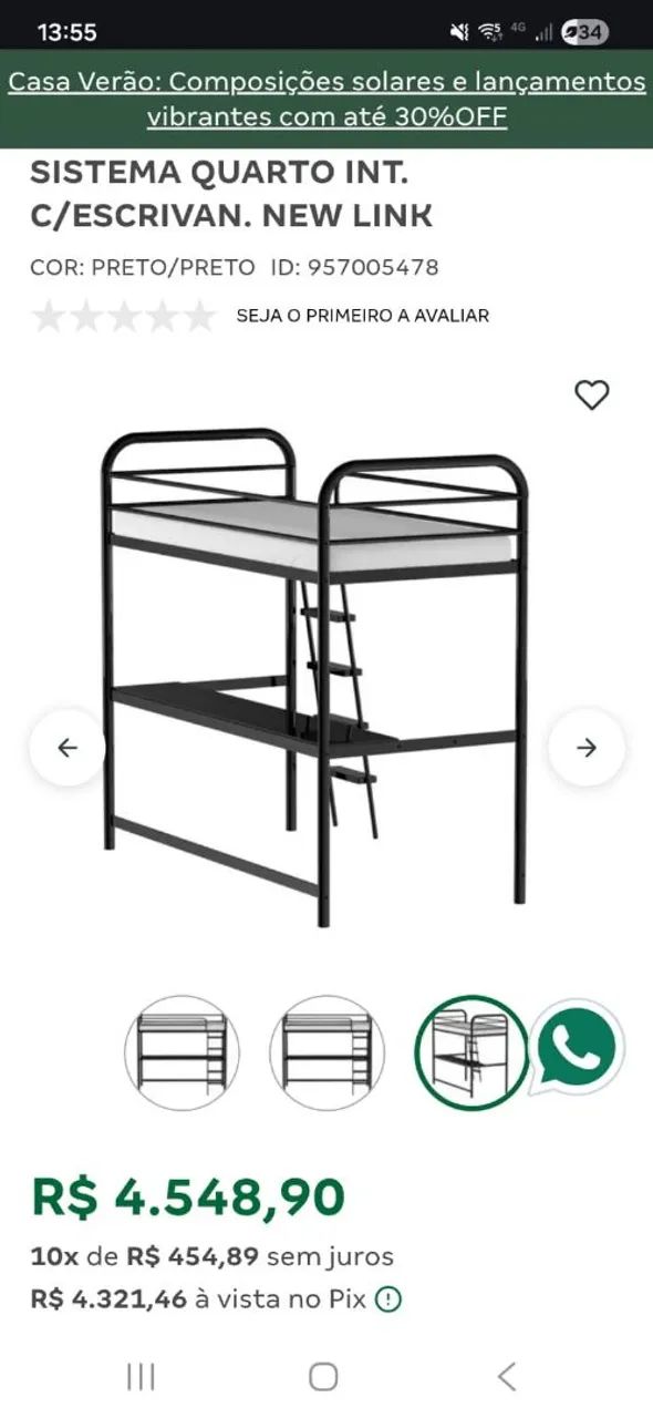 Cama solteiro com escrivaninha em aço - ideal para otimizar espaço<br> - Foto 3