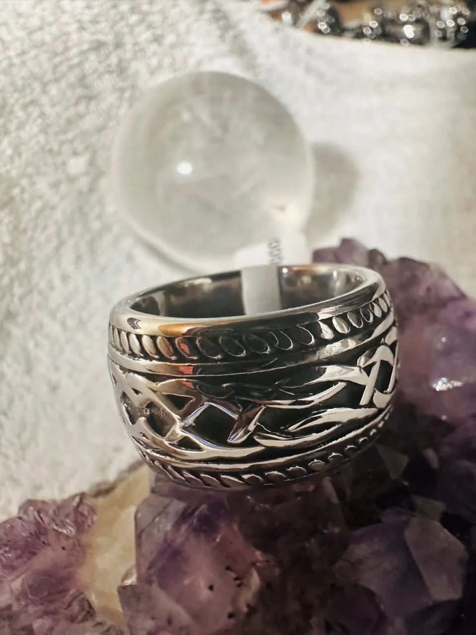 Anel de Aço com Design Celta - Foto 4