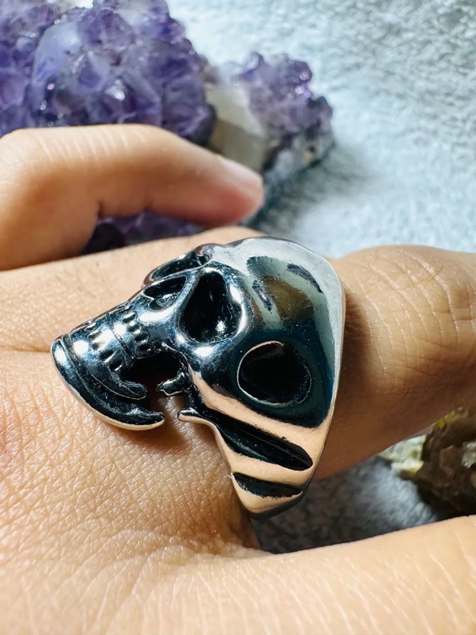 Anel Caveira em Aço - Foto 5