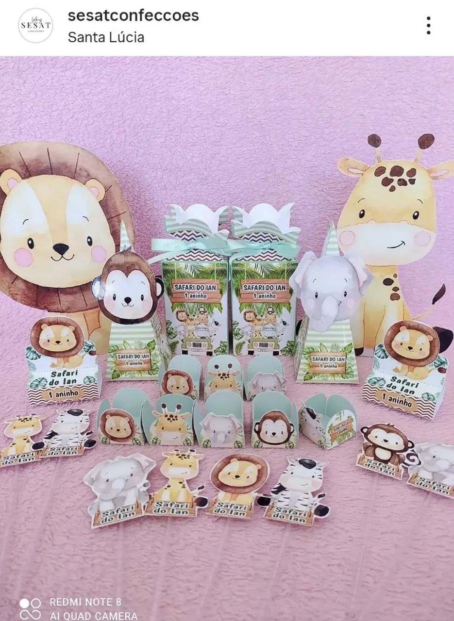 Sacolas Personalizadas Safari Baby - Lembrancinha pra festa de aniversário  - Foto 2