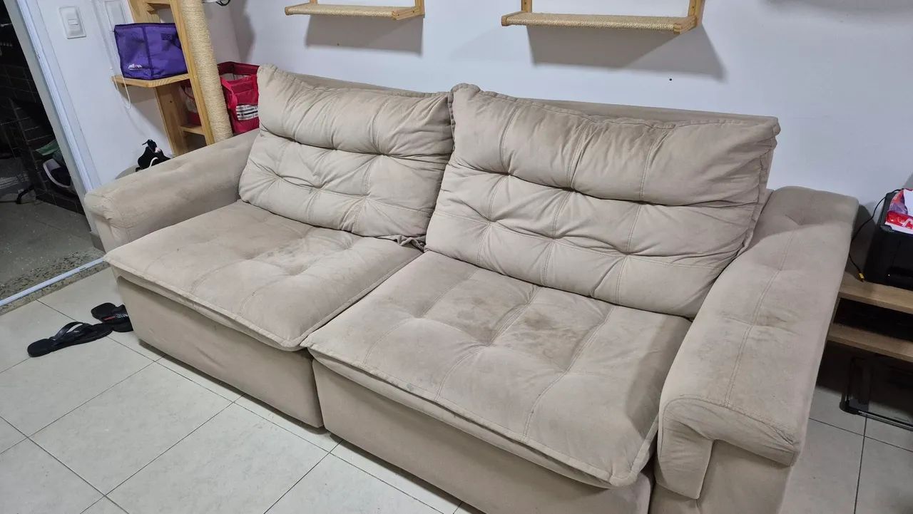 Sofá 4 lugares retrátil suede64861426606081120