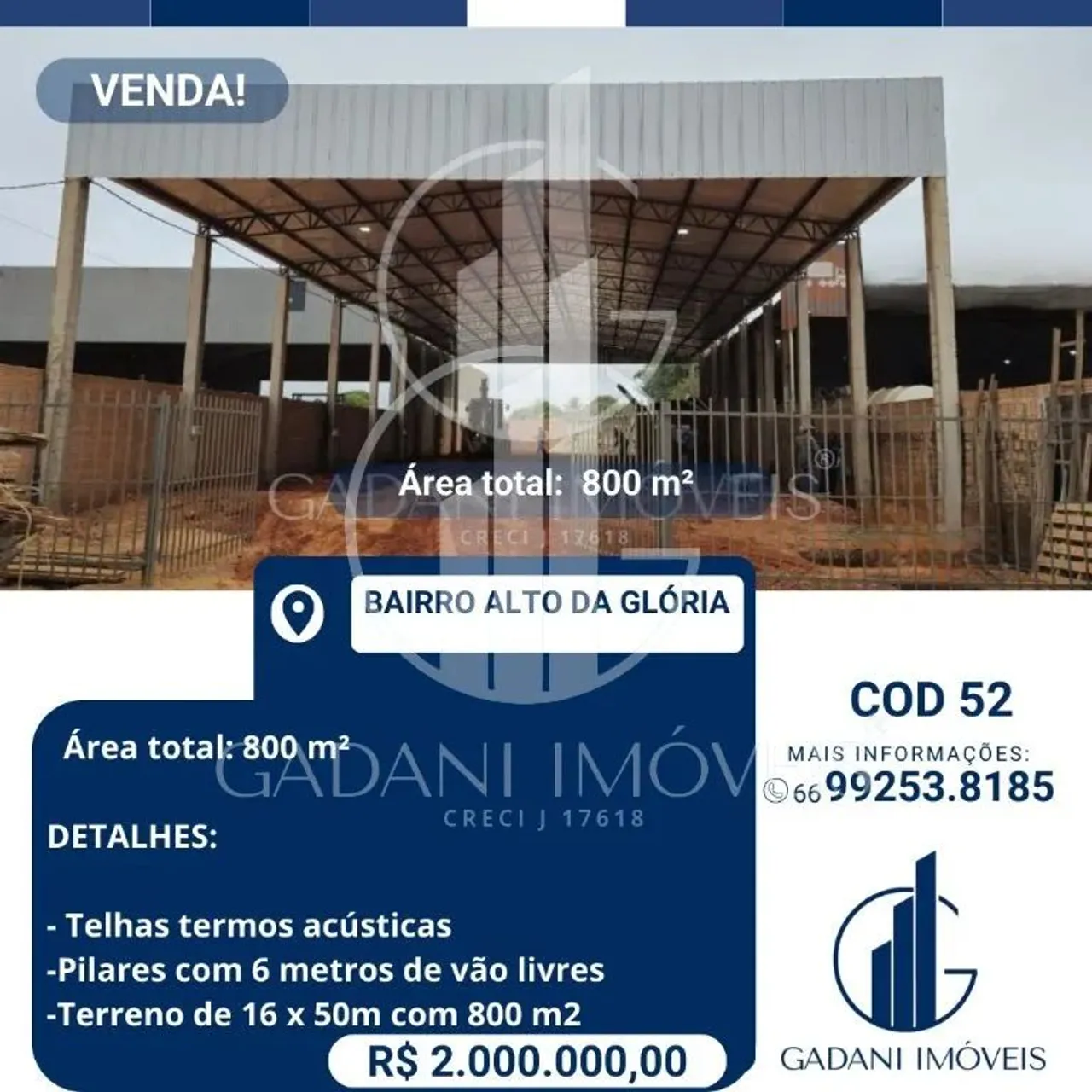 BARRACÃO COMERCIAL A VENDA NO BAIRRO ALTO DA GLÓRIA