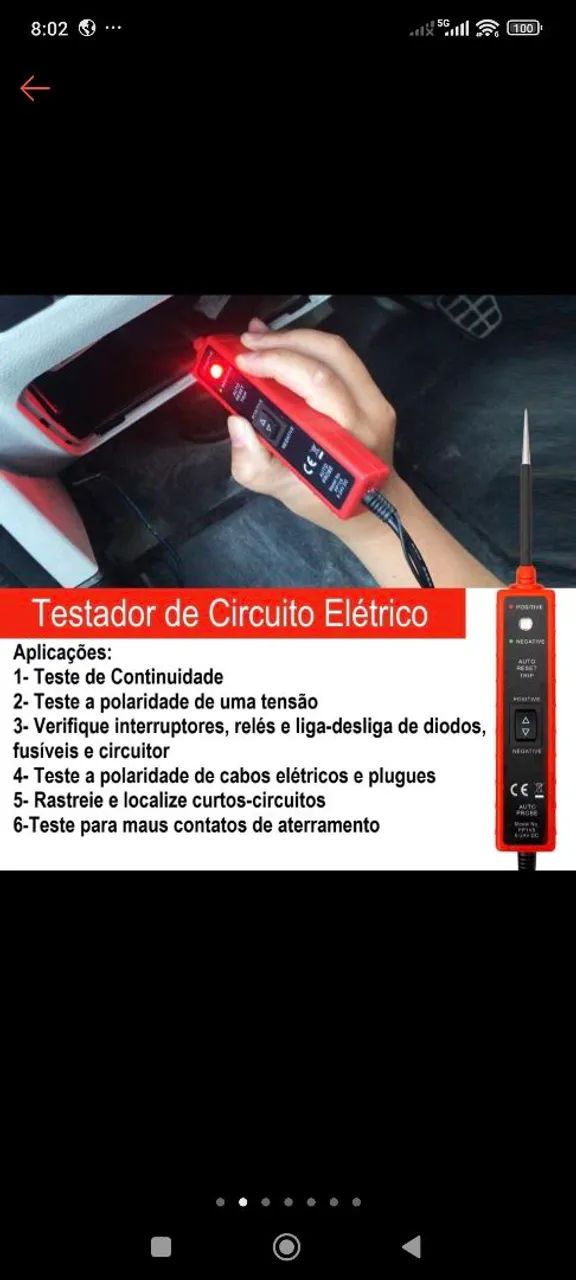 CANETA TESTE POLARIDADE ATERRAR ALIMENTAR POSITIVO E NEGATIVO  - Foto 4
