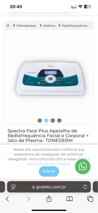 Aparelho de Radiofrequência Facial e Corporal + Jato de Plasma - TONEDERM