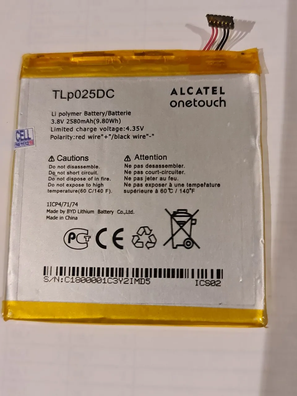 Bateria para Celular ALCATEL Pix 4 8050 nova