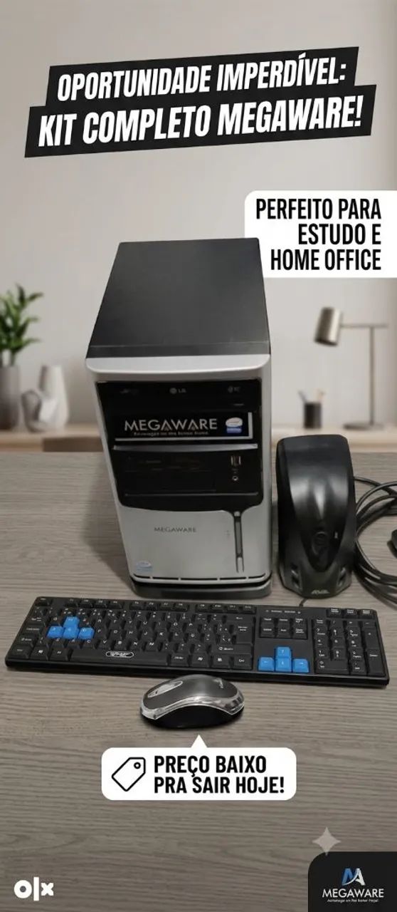 Computador Megawate em bom estado funcionando.