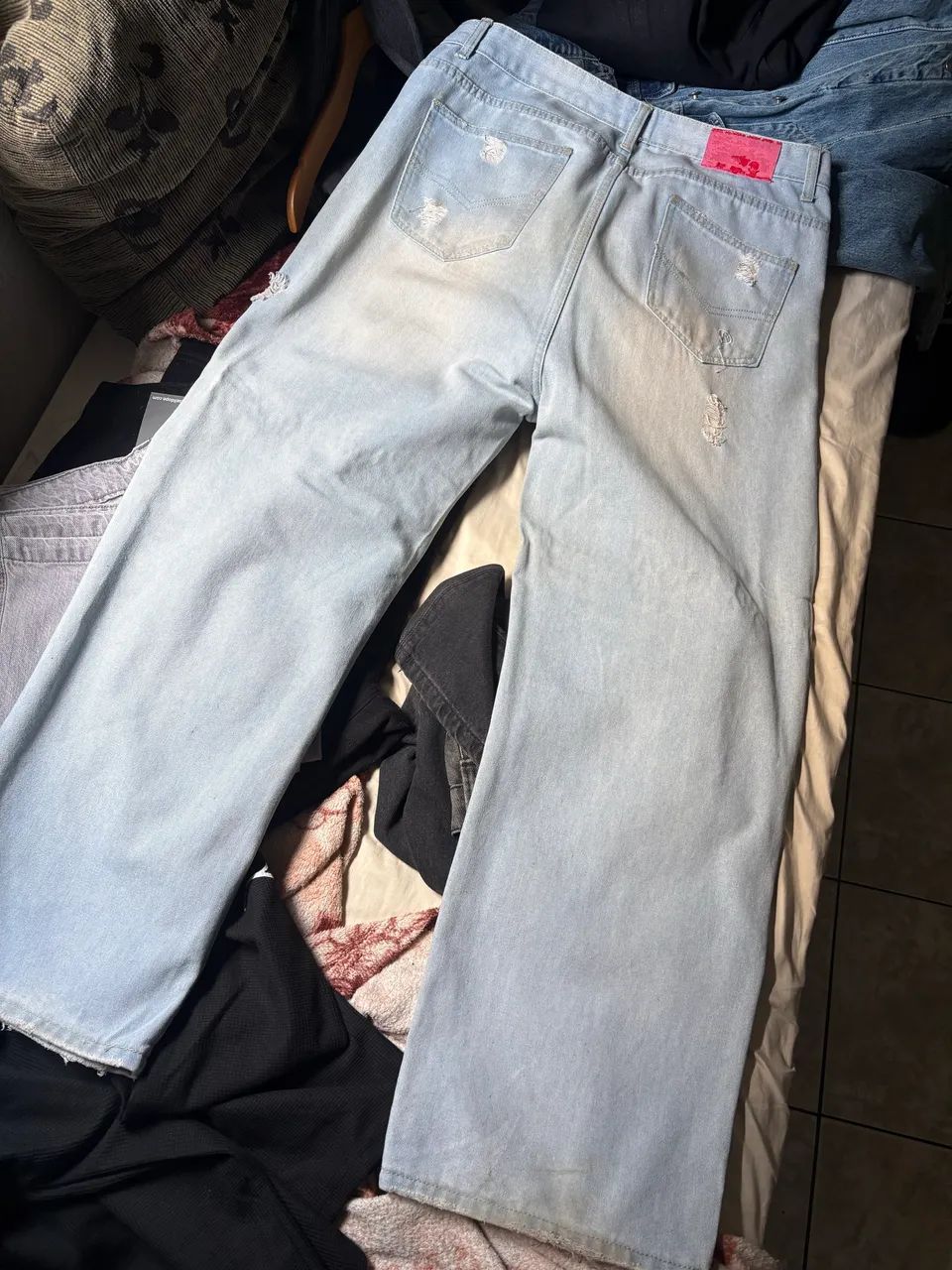 dirty wide leg jeans - Foto 2