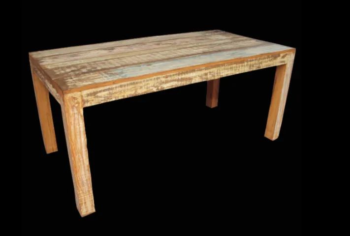 Mesa de jantar retangular madeira maciça descascada - Foto 6