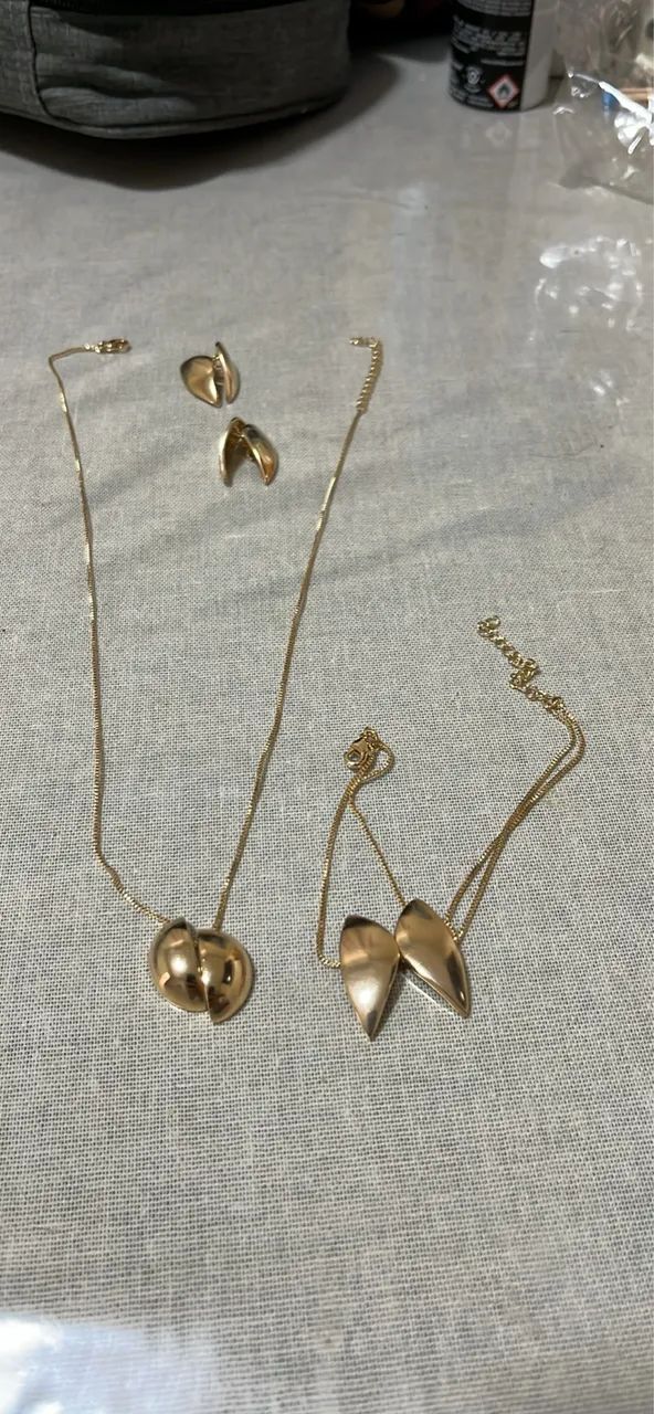 Conjunto Dourado Orgânico (Colar + Pulseira + Brinco) - Foto 4