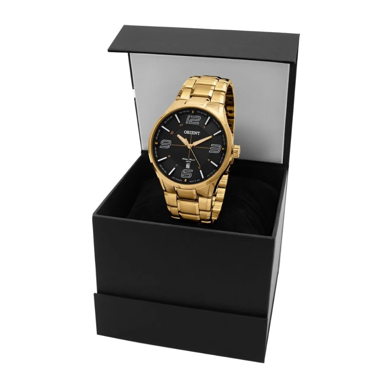 Relógio Orient Masculino Dourado Original Com Data - Novo Na Caixa