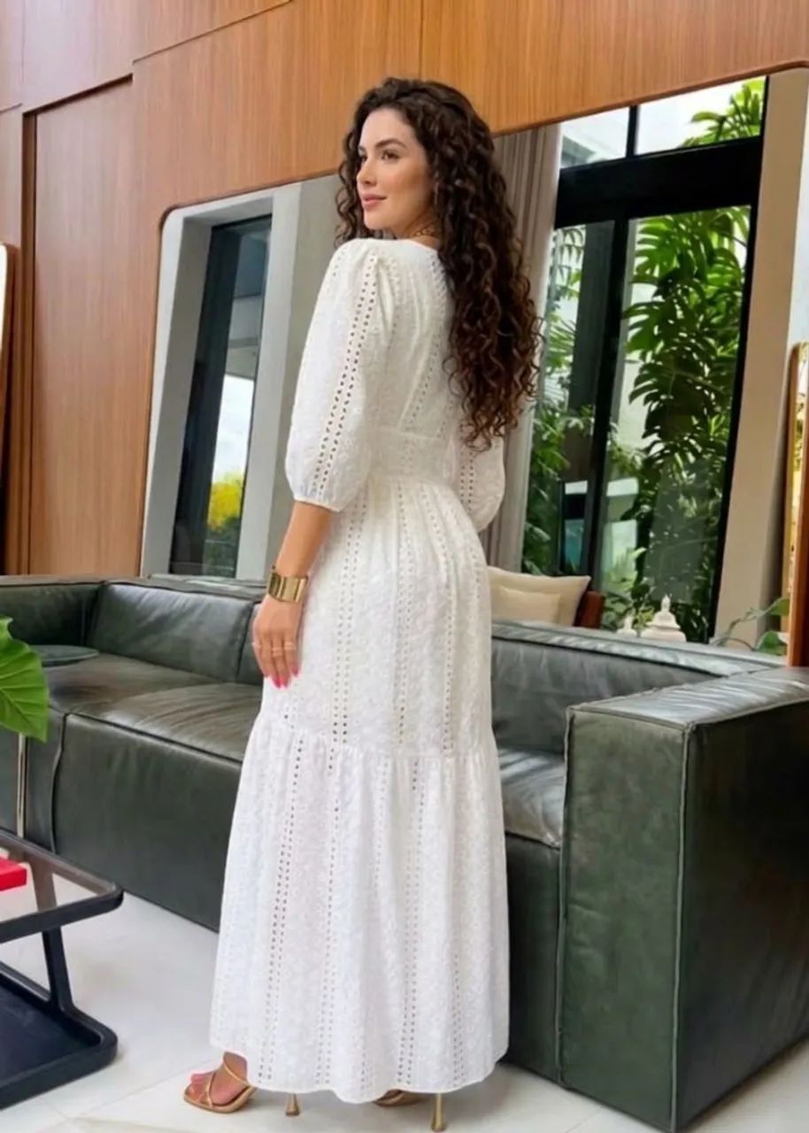 Vestido Longo em Laise Emili Branco - Foto 2