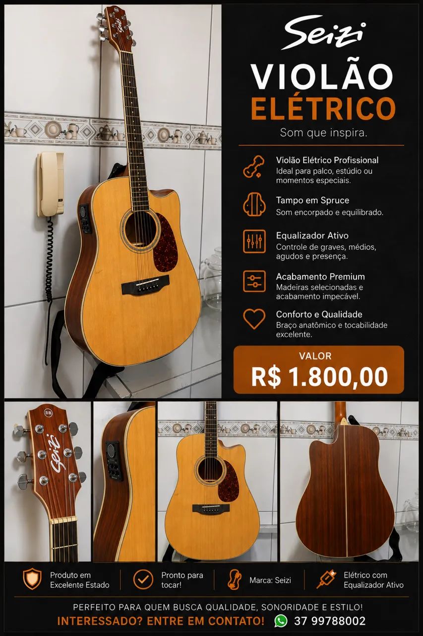 Violão seizi elétrico 
