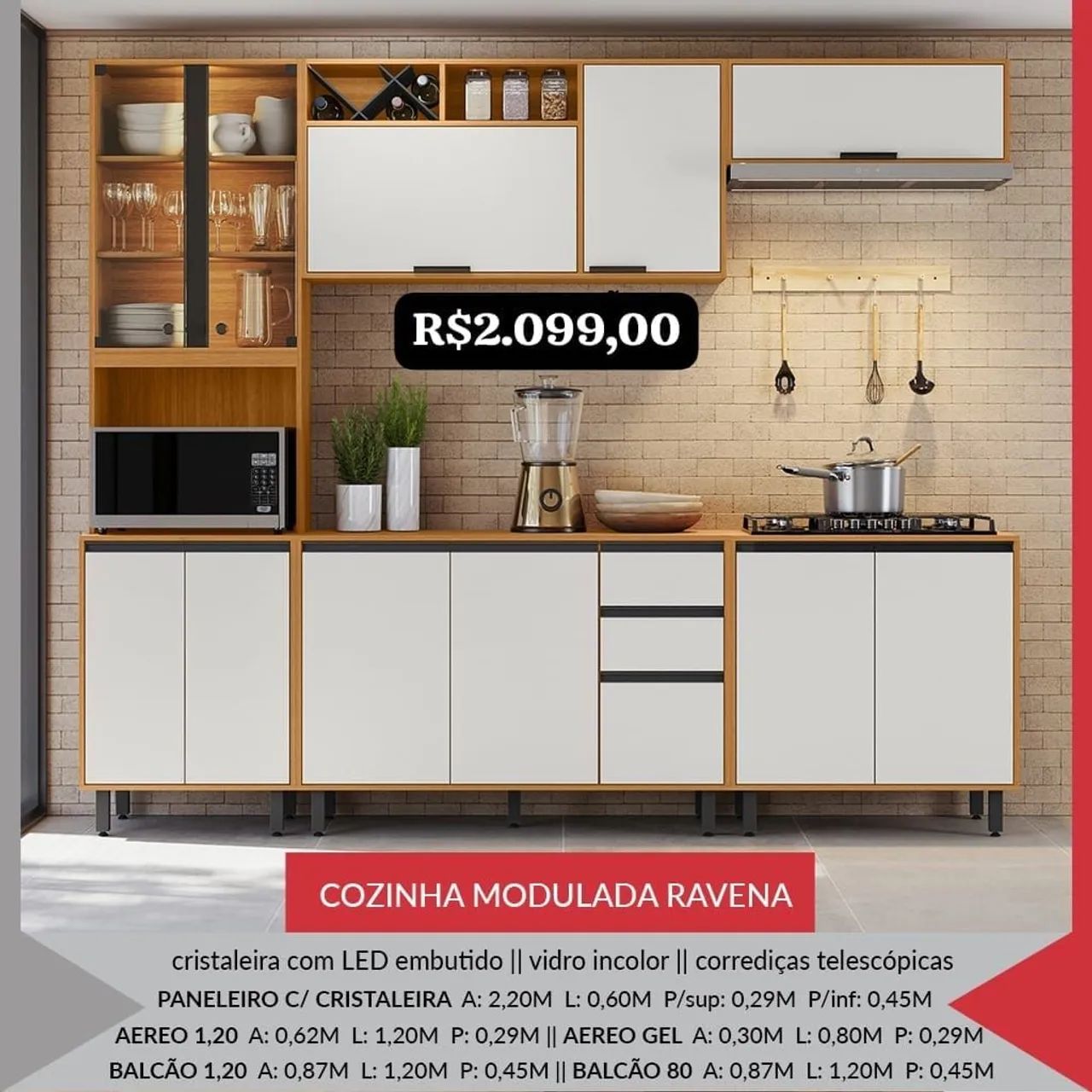 Armário de Cozinha Modulada Ravenna 