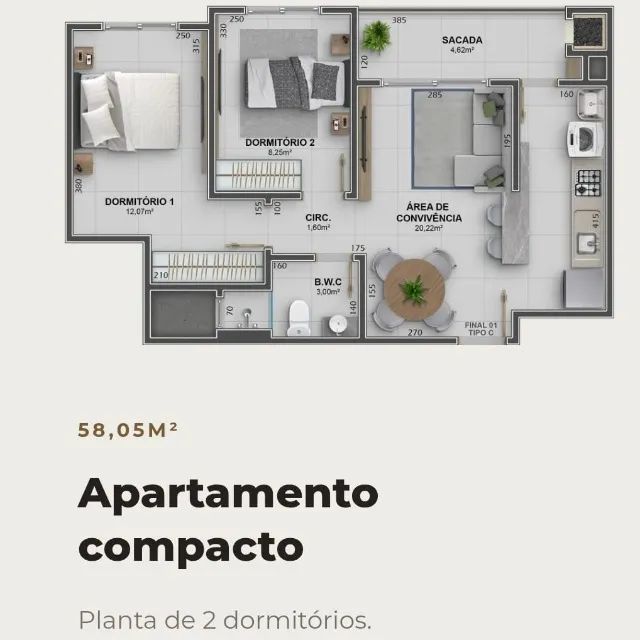 APARTAMENTO EM CONSTRUÇÃO AO LADO CAV - Foto 5