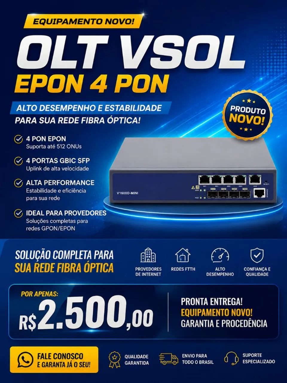 Olt epon 4 pon V SOL - NOVA! - Foto 2