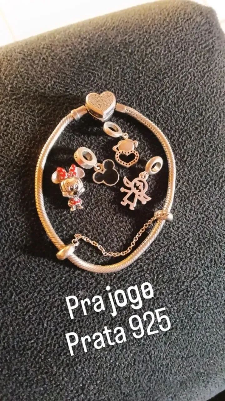 Pulseira de prata 925 com 4 berloque 