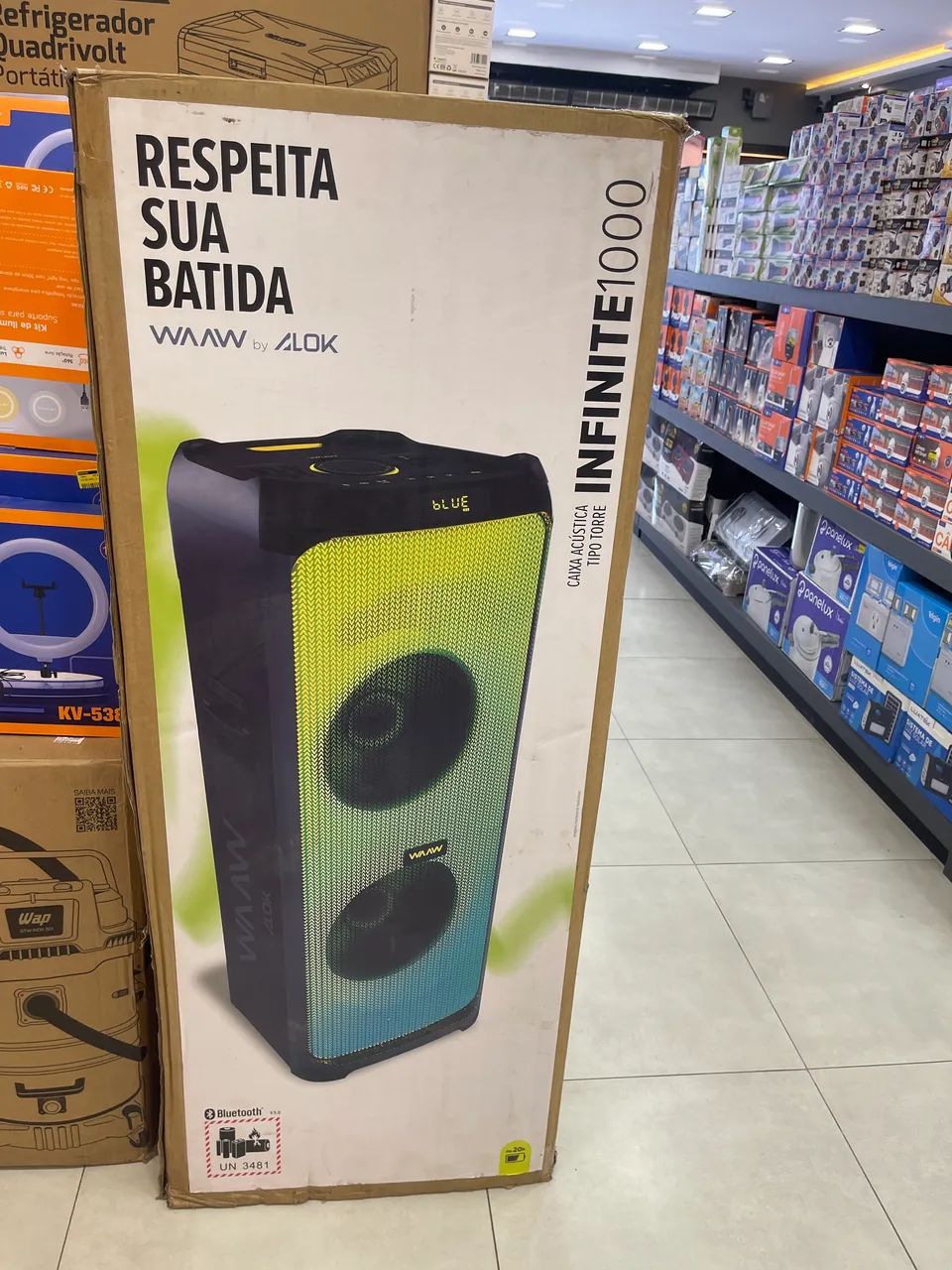 CAIXA DE SOM ALOK COM 1000RMS DE POTÊNCIA COM ATÉ 20H DE DURAÇÃO ?