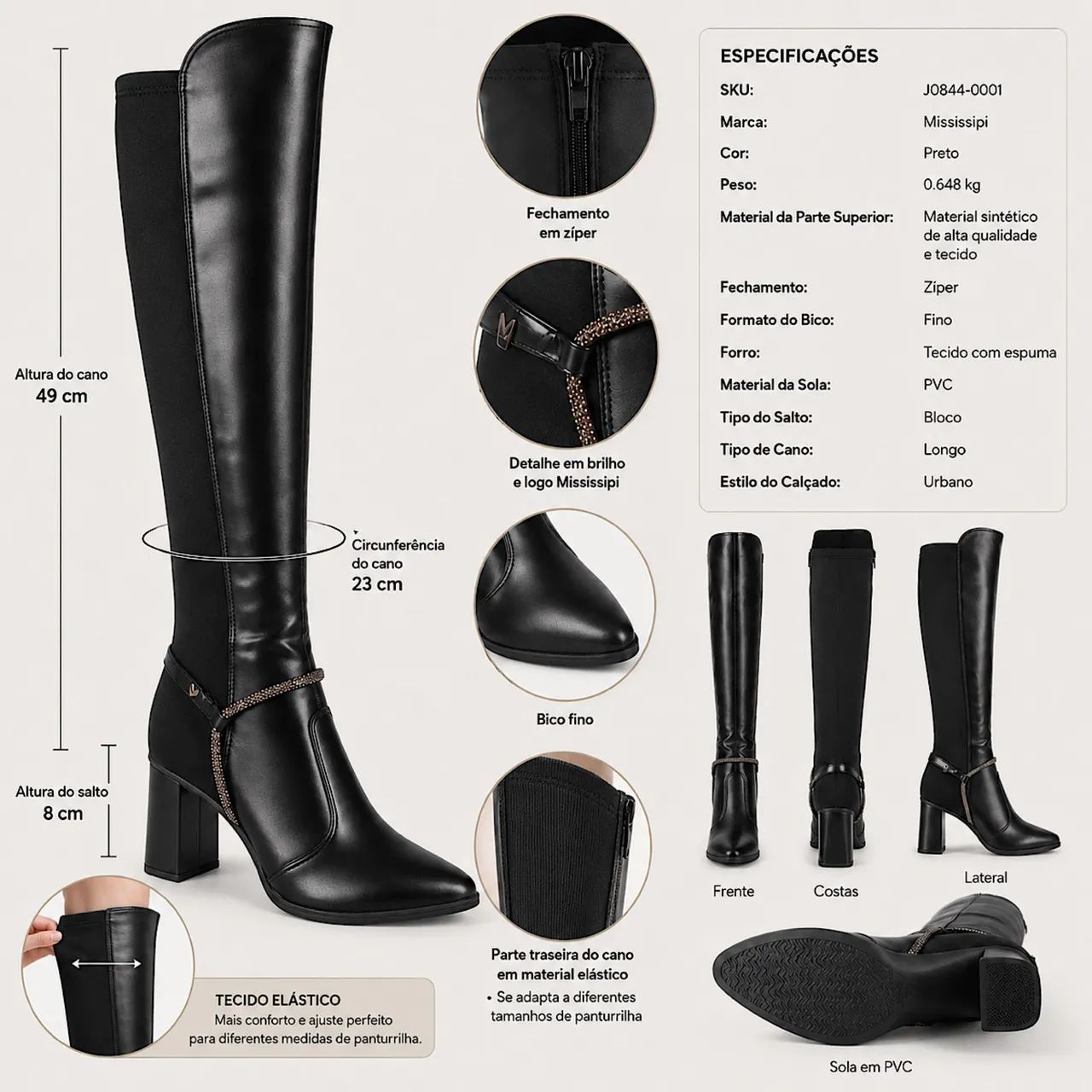 Bota cano longo preta - Foto 5