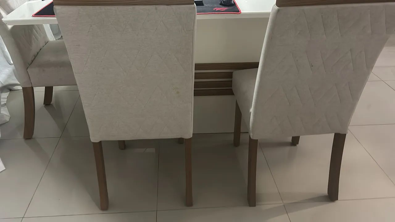 Mesa 6 cadeiras com tampão de vidro off white  - Foto 2
