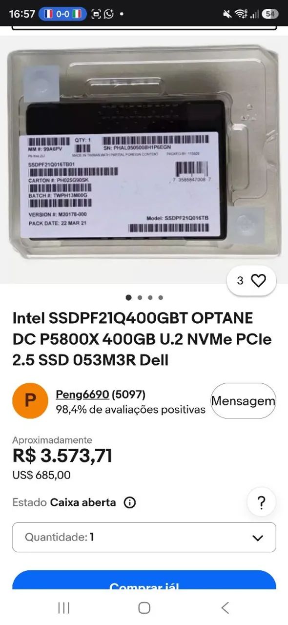 Intel SSDPF21Q400GBT OPTANE DC P5800X 400GB - Foto 4
