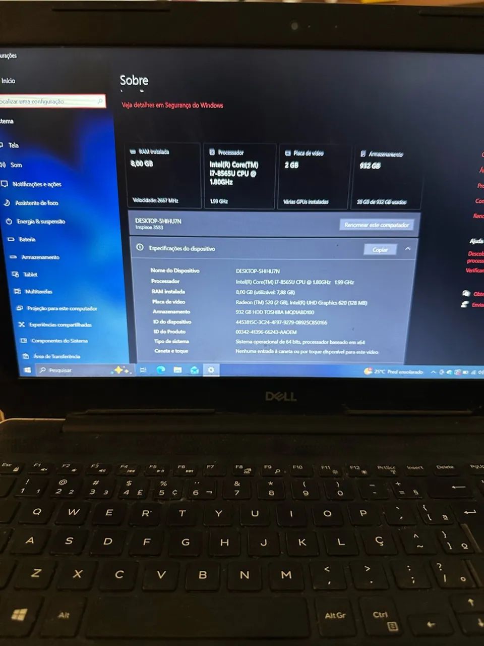 Notebook DELL - Intel I7 com 1TB de HD - Foto 4