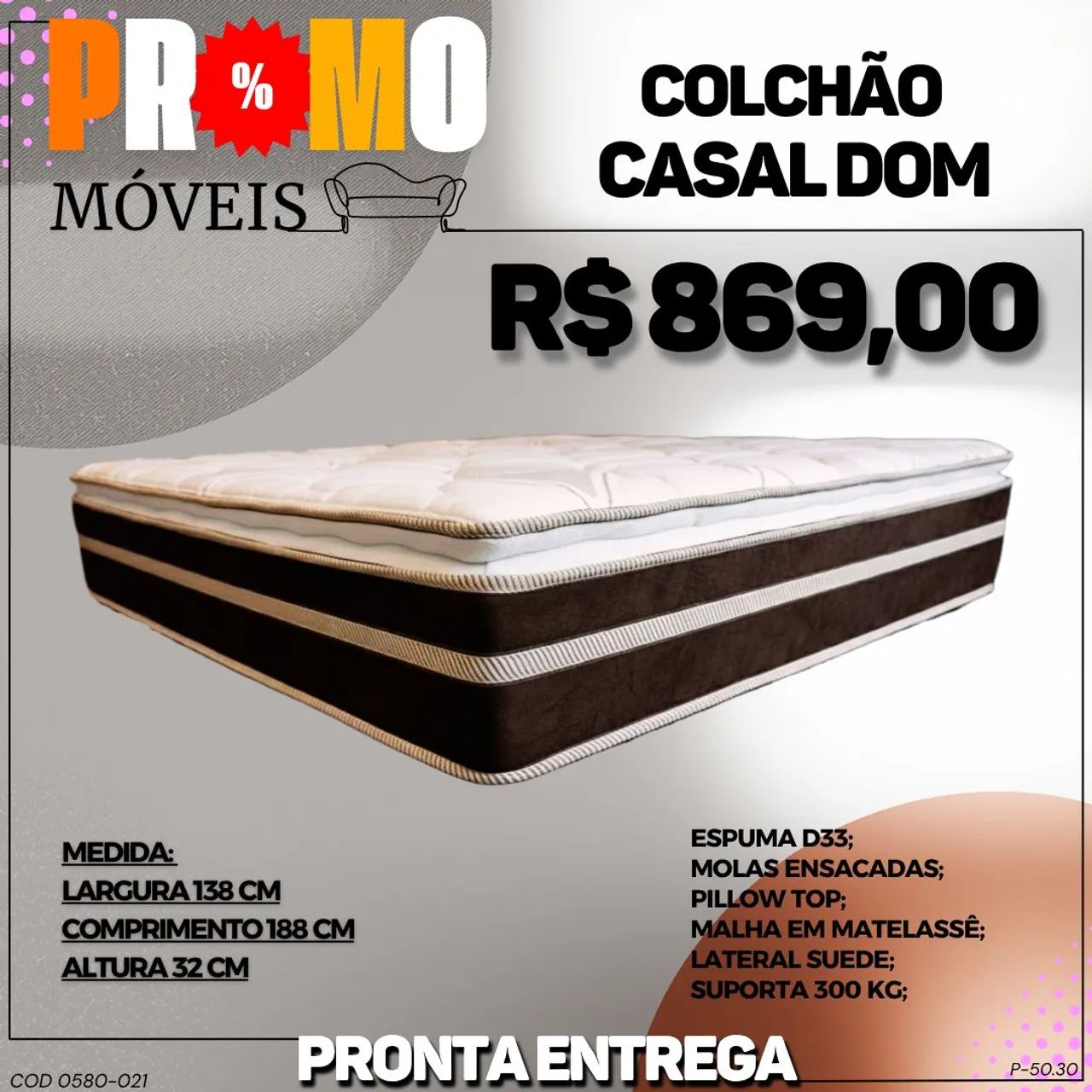 Colchão casal D33 com molas ensacadas e Pillow top - Foto 3