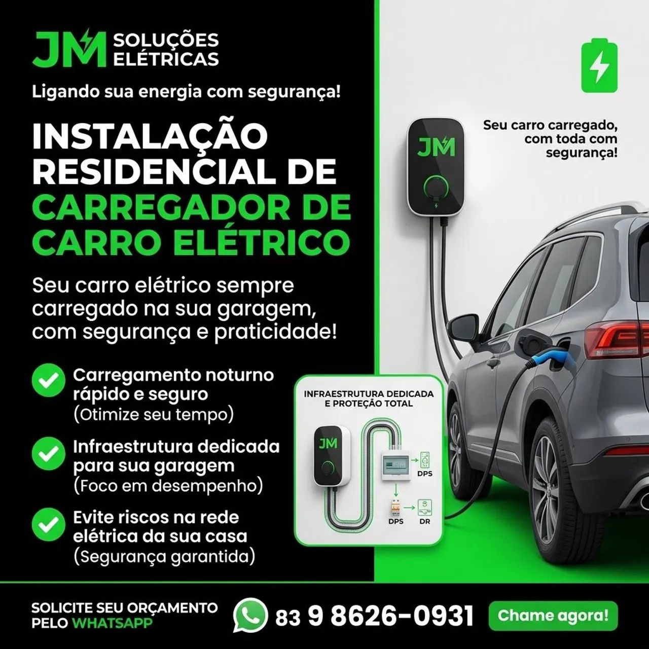 INSTALAÇÃO CARREGADOR VEÍCULO ELÉTRICO
