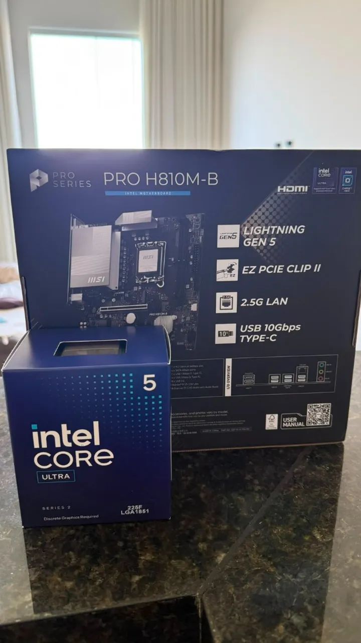 Processador Intel u5 225f + Placa mãe MSI Pro H810M