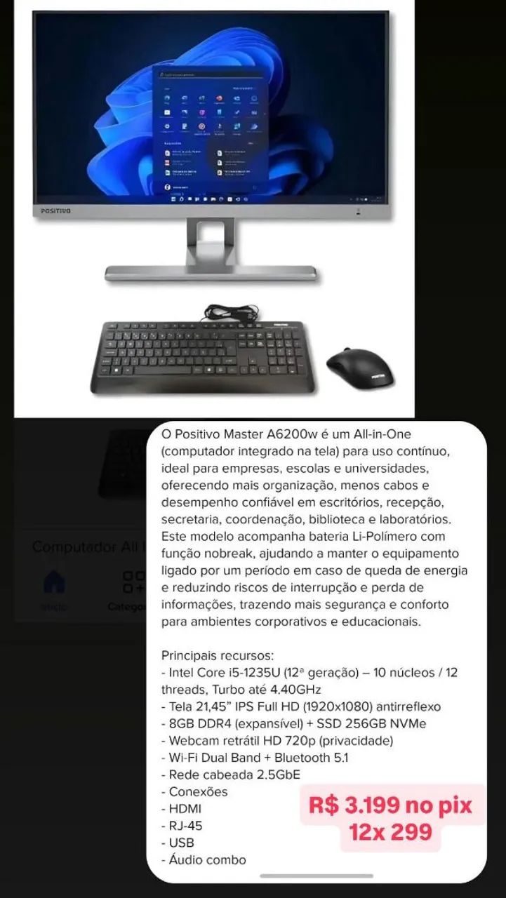 ALL in one positivo master A6200w 