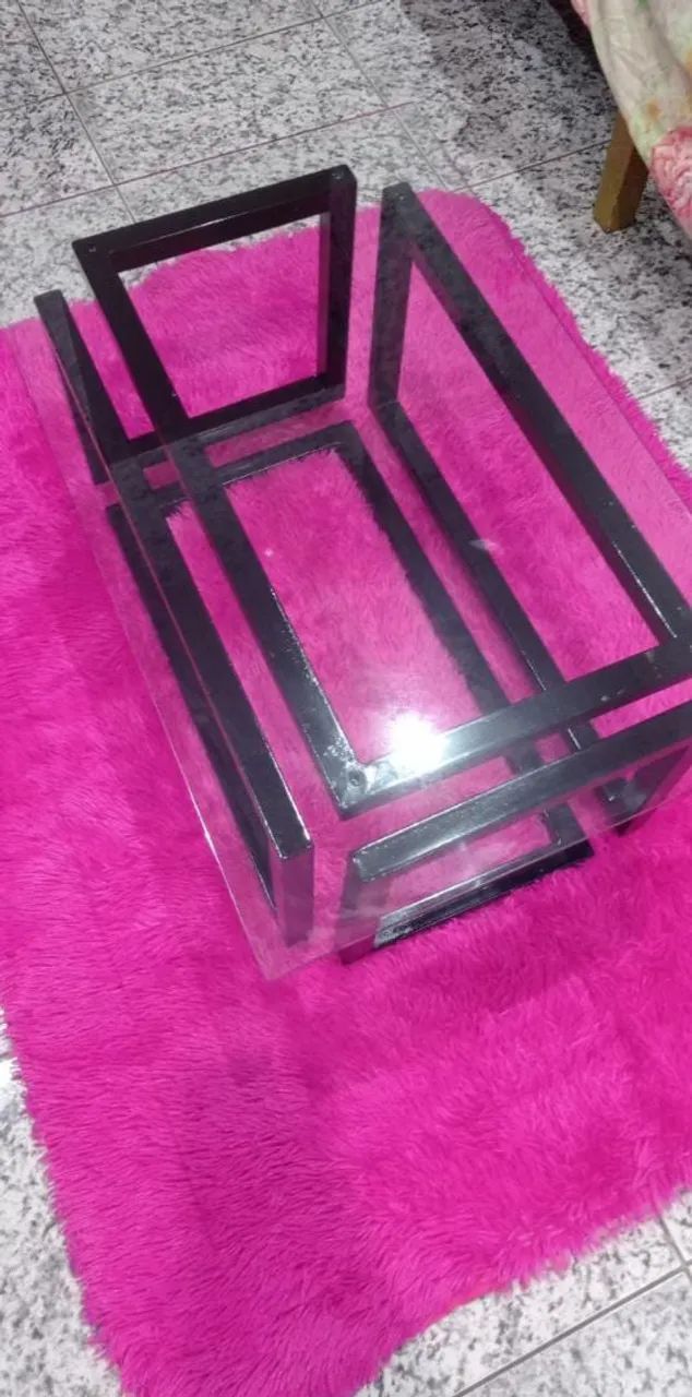 Mesa de Centro Moderna Nova em Ferro e Vidro - 70x40 cm - Foto 4