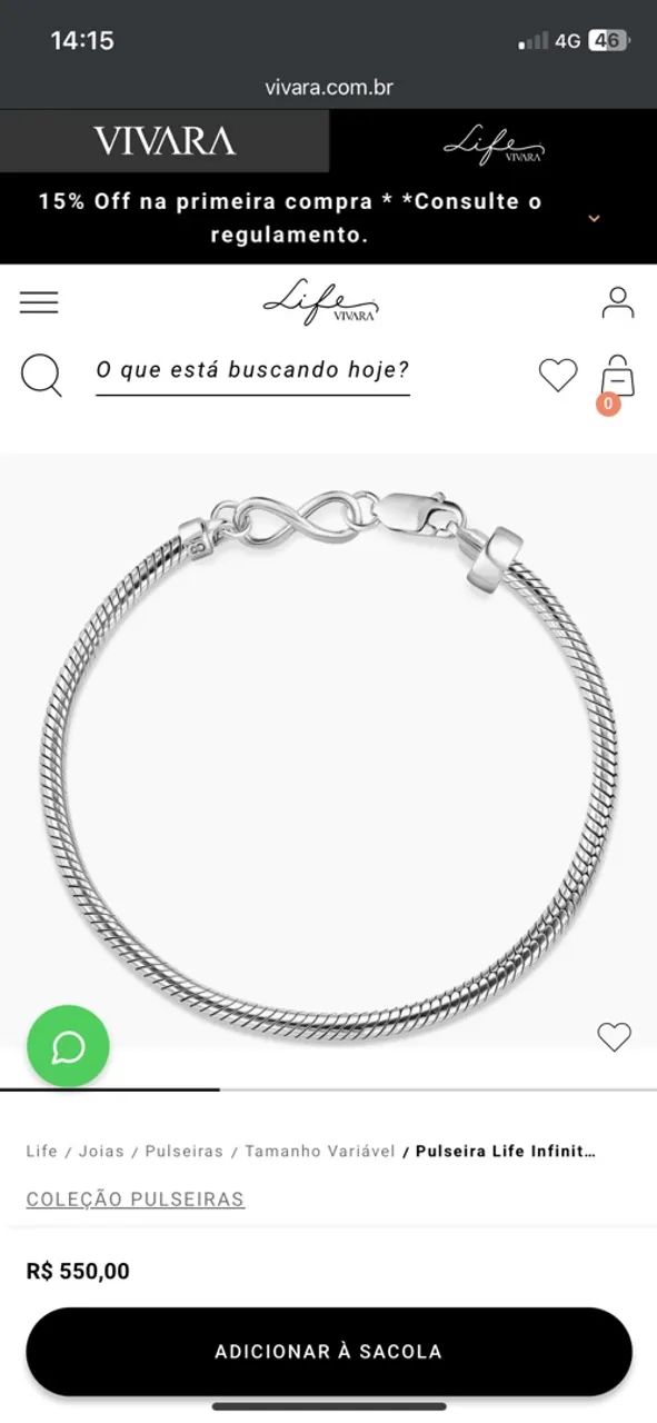 Pulseira Vivara Life Infinity - Foto 5