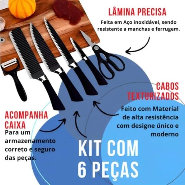 Kit 6 Peças Facas Antiaderente - Foto 2
