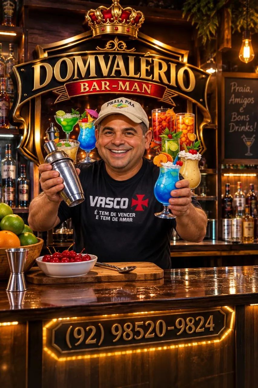 Churrasqueiro e Bar man em seu evento 