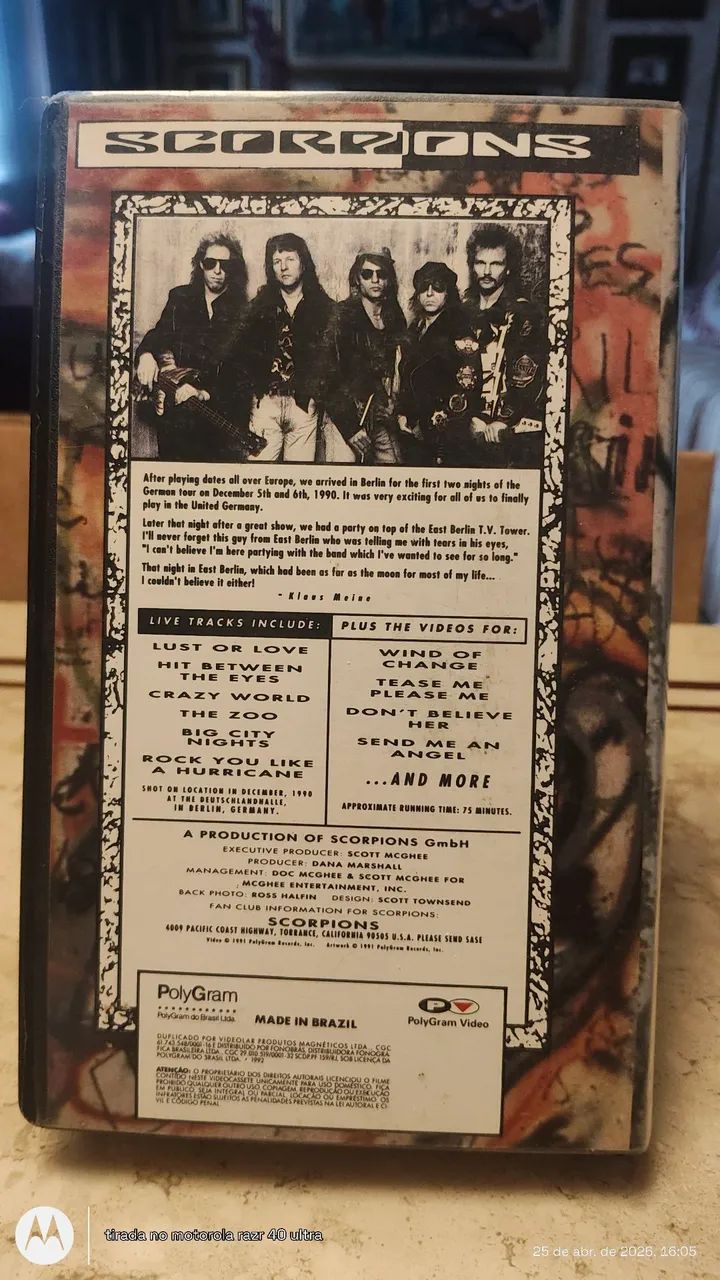FITA VHS SCORPIONS. CRASY WORLD. TOUR LIVE. BERLIN 1991 - CDs