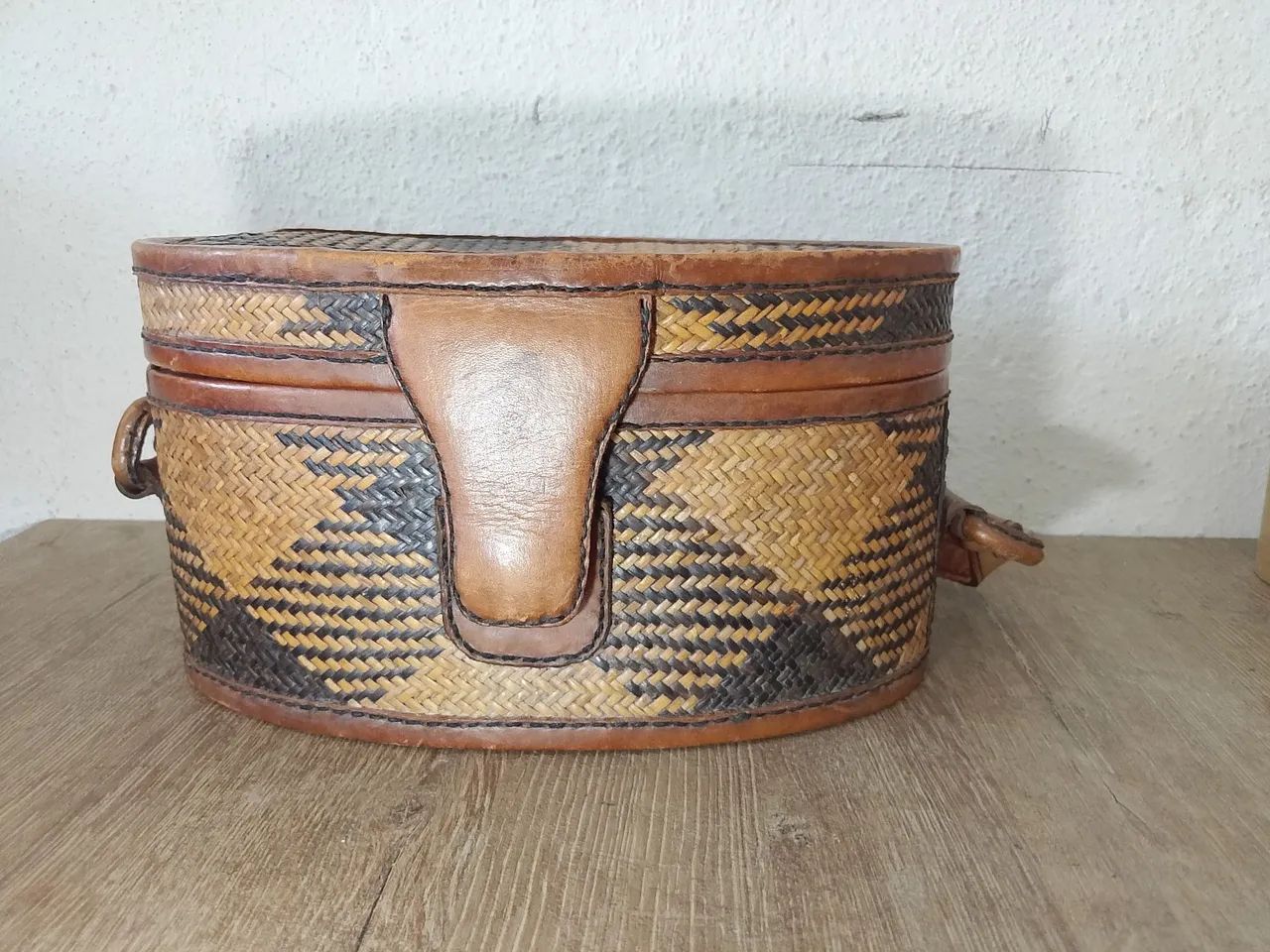 Bolsa de vime com couro vintage - Foto 2