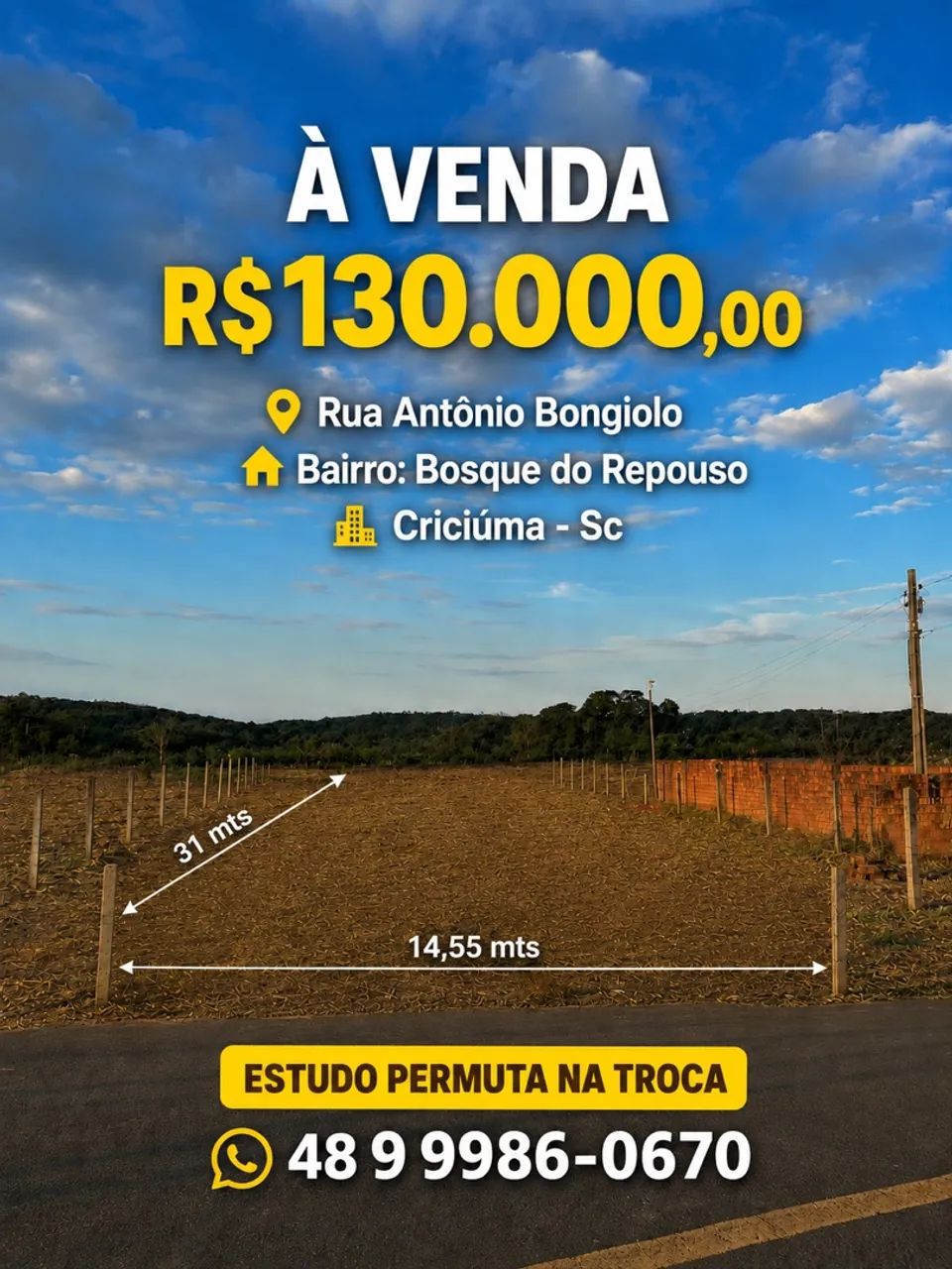 VENDO LOTE 15x30 - PRÓXIMO OURO NEGRO