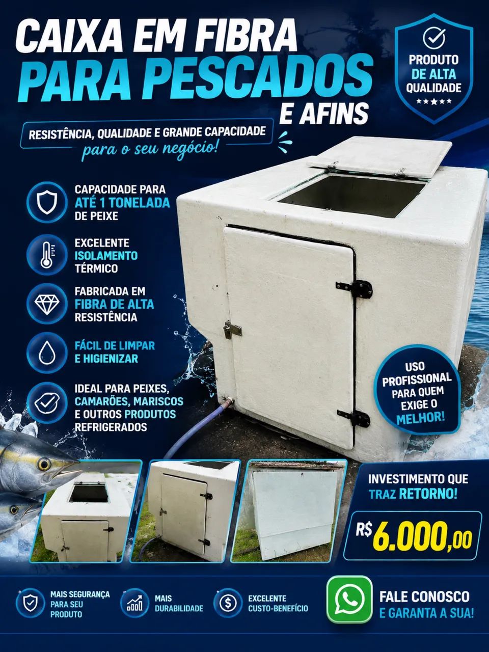 Caixa fibra para Pescados 