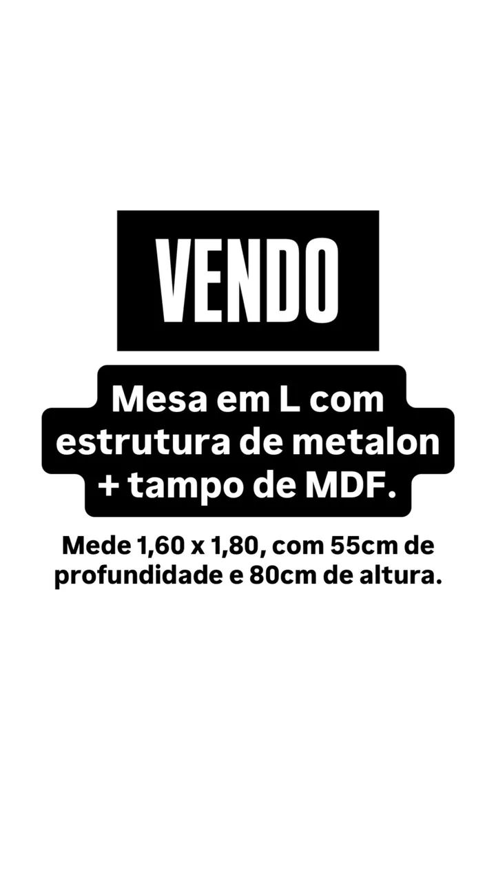 Mesa em L de MDF + Metalon  - Foto 2
