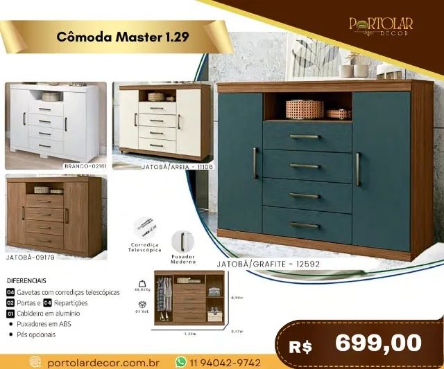 Cômoda Master 1.29, a pronta entrega 