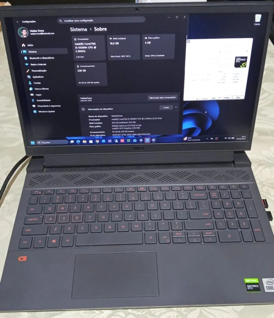 Notebook Dell G15, GTX 1650 4GB