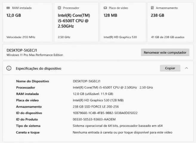 Mini PC lenovo Thinkcentre i5 da 6a ger, SSD 256GB e 12 GB RAM - Foto 4