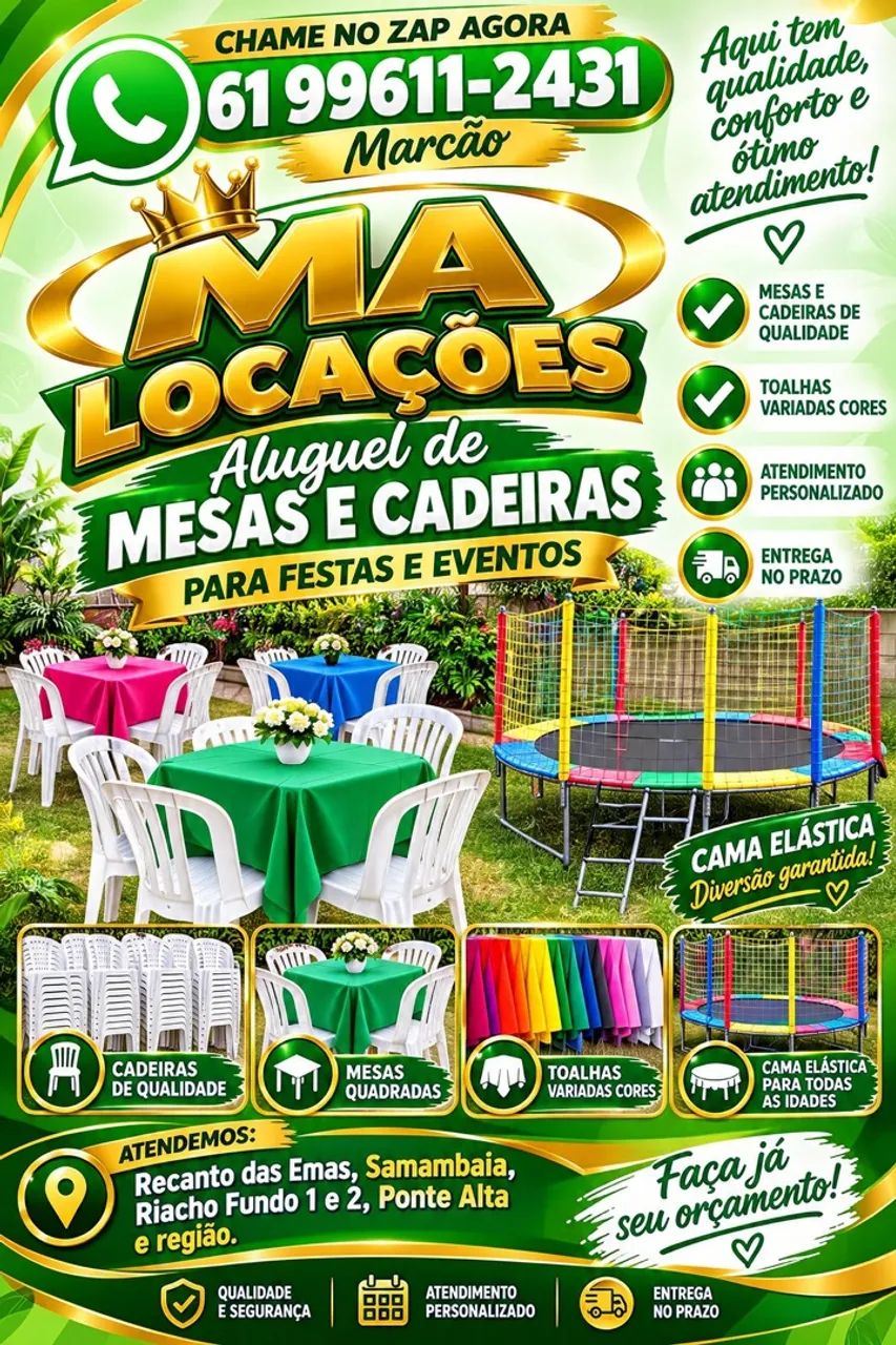 Alugo mesas e cadeiras 