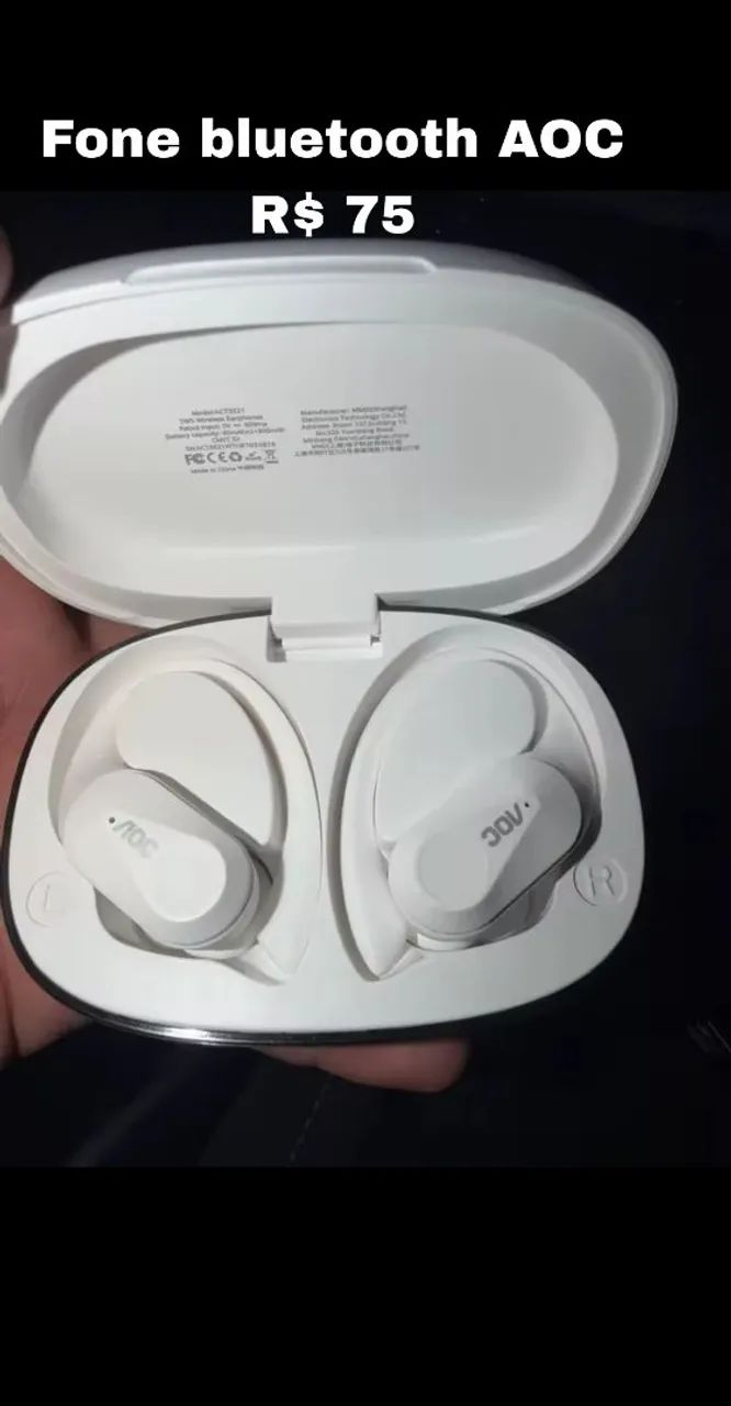 Fone bluetooth AOC Branco R$ 75
