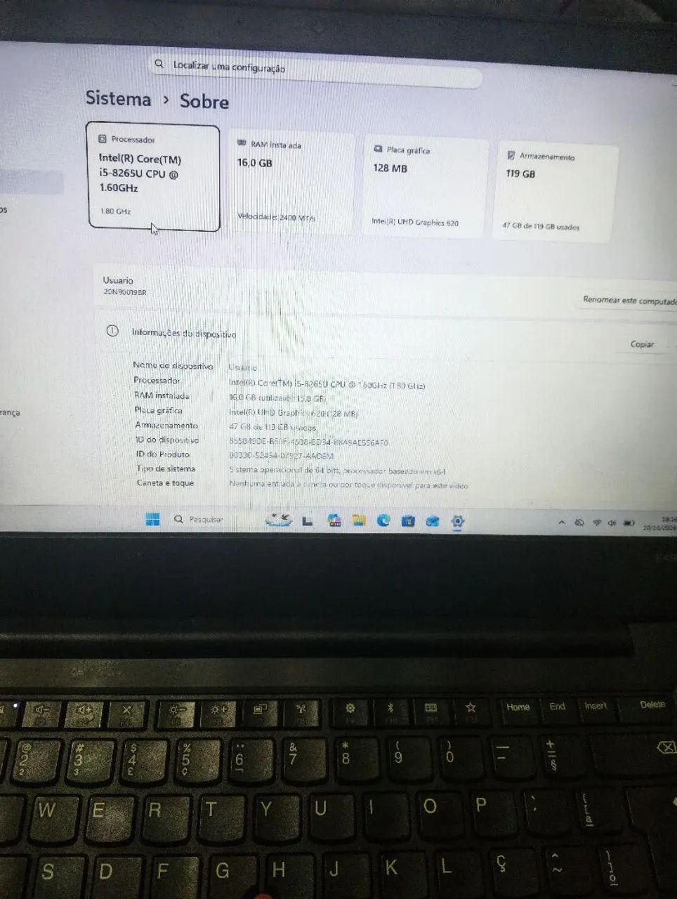 Vendo Notebook Lenovo ThinkPad E490 (Core i5 / 16GB RAM) - Foto 5