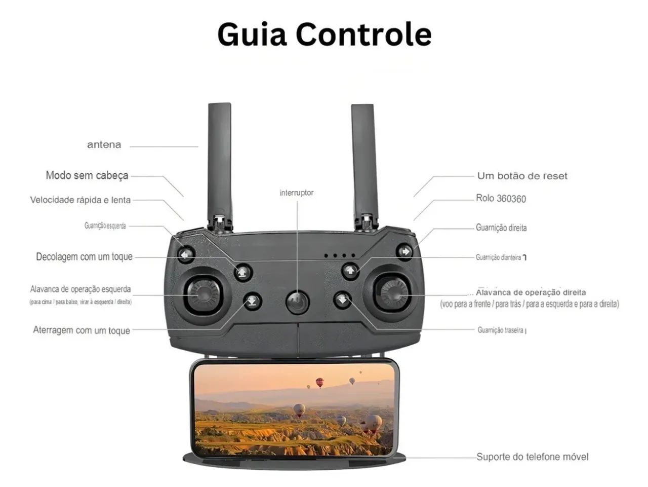 Drone E99 4K Câmera Dual Wi-Fi FPV Mini 20min Voo Preto - Foto 3