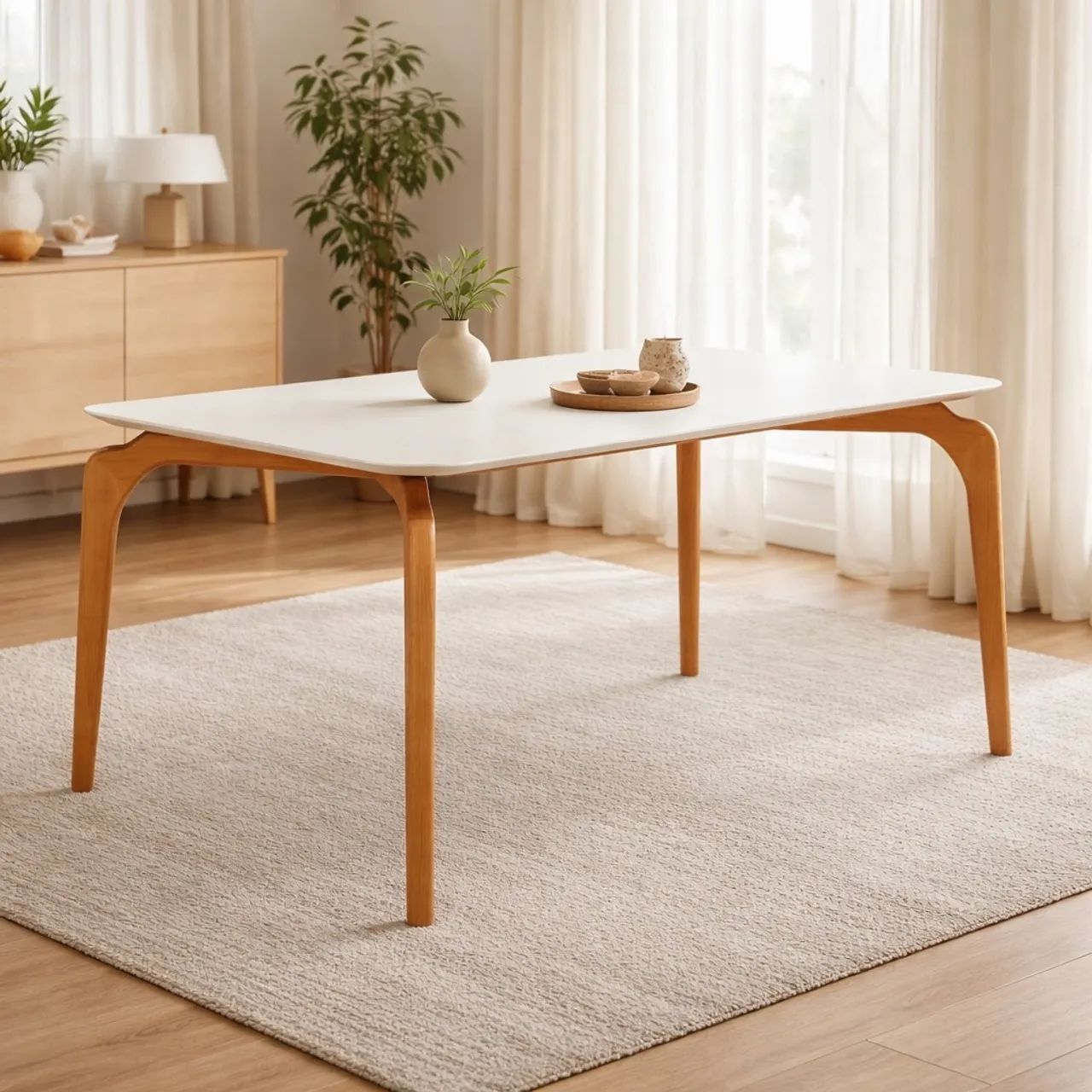Mesa de Jantar 160 (C/Vidro) Cinamomo/Off White tt76