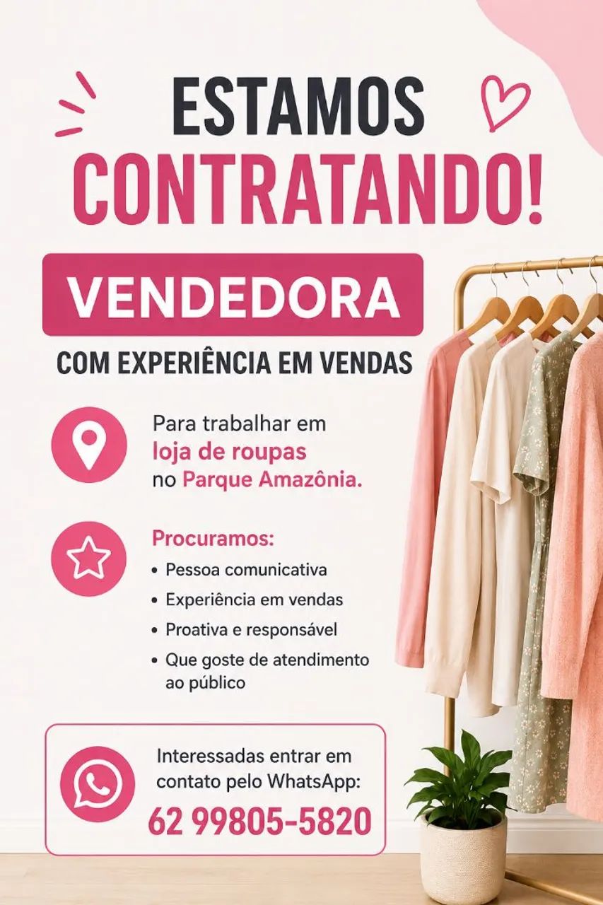Contrata-se vendedora 